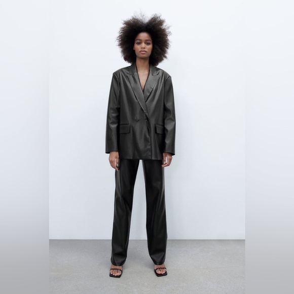 Zara Jackets & Blazers - Zara Women's Black Faux Leather Blazer